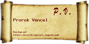 Prorok Vencel névjegykártya